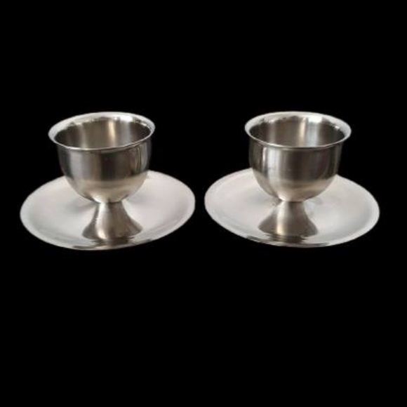 Vintage MCM stainless, Egg Cups, Lundtofte Denmark - Picture 1 of 4